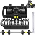 Nologo HNDZ One Set of 2x15kg Adjustable Weight Dumbbell Cast Iron Total 30kg Fitness Dumbbell Set,Adjustable Weights Man Dumbbell Set With Carry Case Barbell Home,Convenient and healthy