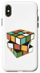 Coque pour iPhone X/XS Puzzle rétro en forme de cube - Couleurs vives et géométriques