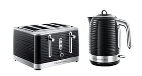 Russell Hobbs Inspire Jug Kettle 24361 and 4 Slice Toaster 24381 Set, Black