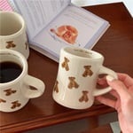 New Cartoon Bear Ceramic Coffee Mug Chocolate Bear Mug Girl Retro Coffee Cup Afternoon Tea Cute Ceramic Mug  Cute Coffee Mug