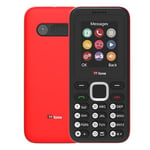 TTfone TT150 Unlocked Basic Mobile Phone UK Sim Free with Bluetooth, Long Battery Life, Dual Sim with camera and games, easy to use, Pay As You Go (O2, with £10 Credit, Red)