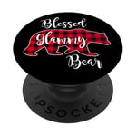 Blessed Glammy Bear Red Buffalo Check Plaid Cadeau pour grand-mère PopSockets PopGrip Adhésif