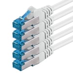 5x 0,25 M - Câble réseau CAT-6a Câble Ethernet Lan Patch Connecteur RJ-45 SFTP 10GB/s - Pack de 5 Blanc