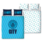 Manchester City FC Double Duvet Cover Set Club Crest Reversible Bedding Football