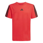 adidas Unisex Kids Essentials 3 Stripes T-Shirt, Pure Ruby/Black, 9-10 Years