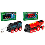 BRIO World Rechargeable Battery Engine Train for Kids Age 3 Years Up & World Mighty Red Action Locomotive Battery Powered Train for Kids Age 3 Years Up - Compatible with all Railway Sets & Accessories