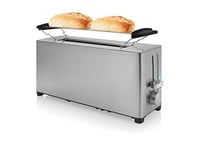 Grille-pain Princess Steel Toaster Long Slot - 1 050 W - Fonctions décongélation, annulation, réchauffage - Support à viennoiseries