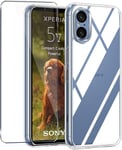 Étui Transparent En Silicone Avec Protection D'écran En Verre Trempé Pour Sony Xperia 5v, Résistant Aux Chocs Et Mince.