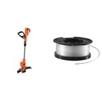 BLACK + DECKER BESTA530-GB BESTA530 Corded Strimmer, 550 W, 240 V, 30 cm & BLACK+DECKER Spool and Line 10 m for Reflex Strimmer Nylon Wire 1.6 mm Diameter Transparent and Resistant A6481-XJ