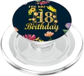 Its My 18th Birthday 18 Year Old Girl Sunflower Butterfly PopSockets PopGrip for MagSafe