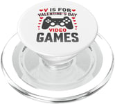 V est pour les jeux vidéo, la Saint-Valentin, Funny Gamer, pour hommes et garçons PopSockets PopGrip pour MagSafe