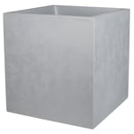 EDA - Pot Carré 40 cm Basalt 31 L - Décor Imitation Béton - Double Paroi - Zone de Rétention d'eau - 39,5 x 39,5 x H.43,5 cm - Gris béton