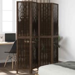 Room Divider 4 Panels Dark Brown Solid Wood Paulownia vidaXL