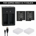 Double Port USB Double chargeur de batterie + Go Pro AHDPT-501 batterie Li-ion pour GoPro Hero 8 7 6 5 noir accessoires de caméra d'action