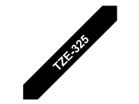 Brother TZe-325 - Självhäftande - vitt på svart - Rulle (0,9 cm x 8 m) 1 kassett(er) bandlaminat - för Brother PT-D210, D600, H110, P750, P950 P-Touch PT-E550 P-Touch Cube PT-P300, P910