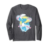 The Smurfs Cute Coquette Smurfette Pastel Color Chest Logo Long Sleeve T-Shirt