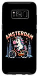Coque pour Galaxy S8 Amsterdam Pays-Bas Licorne Vélo Fille Femme Rainbow