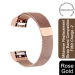 Wrist Band Strap Aquarius Milanese Fitbit Charge2 Rose Gold 180mm