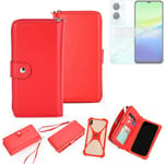 2in1 cover wallet + bumper for Vivo Y36c Phone protective Case red