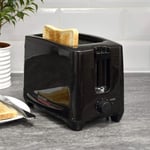 Black 750w 2-Slice Wide Slot Cool Touch Toaster Crumb Tray 7 Browning Settings