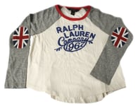 Polo Ralph Lauren Girls Kids Full Sleeve Top Baseball Patch Arms 7 Years Ph34