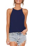 iChunhua Long Vest Tops for Women Sexy Tank Tops High Neck Sleeveless Top Women Modal T Shirt Blue S