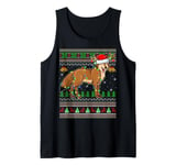 Ugly Sweater Xmas Lights Santa Hat Coyote Christmas Tank Top