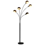 vidaXL Golvlampa 200 cm 5 x E14 svart och guld 282418