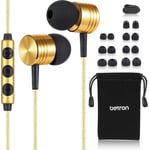 Wired In-Ear Earphones with Mic Volume Control Noise Isolating Gold