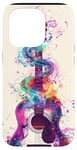 Coque pour iPhone 15 Pro Guitare ethnique vintage violette avec motif fumé coloré