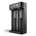 everActive Chargeur pour 2 Batteries Li-ION comme 18650, Professionnel, Rapide, Micro USB, modèle LC-200, Noir