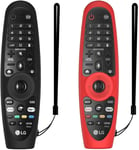 etui De Protection 2Pcs Pour Lg An-Mr600/Mr650/Mr18Ba/Mr19Ba/Mr20Ga Magic Remote Control,Manchon De Telecommande En Silicone Antichoc Antiderapant Avec Lanière(Schwarz + Rot)