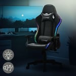 Ml-design - Chaise de Jeu avec led rgb, Haut-Parleurs Bluetooth, Noir, Similicuir, Chaise de Bureau Ergonomique, Dossier Haut, Appui-tête, Coussin