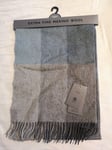 M&S Mens Duck Egg Green Extra Fine Merino Wool Block Check Scarf BNWT RRP £29.50