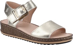 Hush Puppies Womens Sandals Wedge Ellie Leather Buckle gold UK Size 3