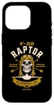 Coque pour iPhone 16 Pro F 22 Raptor avion avion crâne style vintage