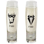 2x Modern Champagne Glasses Stemless Glass Flutes Prosecco Wine Wedding Gift