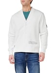 Tommy Hilfiger Men Badged Graphic Cardigan Knitted Jumper with Buttons, White (White), L