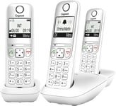 A695 Trio-Telephone Dect Sans Fil-3 Combines Avec Grand Ecran A Haut Contraste-Excellente Qualite Audio-Fonction Mains Libres-Protection D'Appels,Blanc[Version Française]