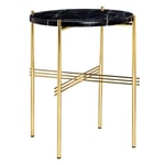 Gubi - TS Soffbord Ø 40 H. 51, Top: Nero Marquina Marble, Base: Brass - Sofabord - GamFratesi - Svart - Metall/Stein