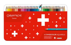 Boîte métal de 40 crayons de couleurs aquarellables Swisscolor - Caran d'Ache