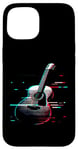 Coque pour iPhone 15 Glitch Guitare acoustique – Amateur de musique de guitare vintage