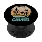 Retro Gamer Headphones Vintage Gaming Symbol Logo PopSockets Adhesive PopGrip