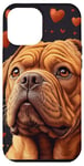 Coque pour iPhone 15 Plus Dogue De Bordeaux Chien Fleurs Avec Coeurs Autour Graphique