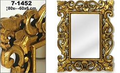 DRW 71452 Miroir Mural en Bois rectangulaire Style Classique Doré 80 x 60 x 6 cm, 60 x 6 x 80 cm INT : 47 x 29 cm