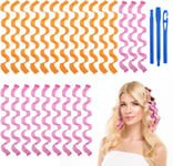 URAQT Hair Curlers for Long Hair, 24Pcs 45Cm Hair Rollers Wave Curls, No Heat Ha