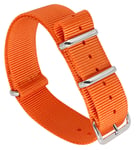 Tiera orange NATO-armband - blankpolerad stål spänne och ringar 22 mm