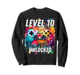 Gaming Vintage 10th Birthday 10 Ten Year Old Boy Girl Gamer Sweatshirt