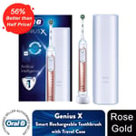 Oral-B Genius X Smart Rechargeable Toothbrush with Travel Case, Rose Gold