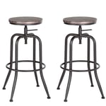 Meubles Cosy - Lot de 2 Tabouret de Bar Tournant en Noyer et Métal avec Pieds Incurvées et réglabes